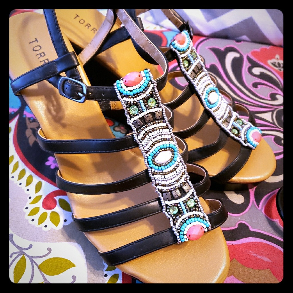 Womens Wide Width Wedge with Jeweled Detail